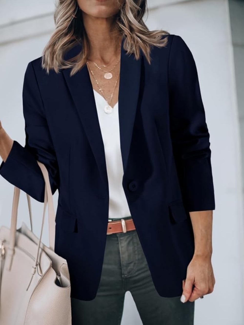 Cicy Bell Navy Blue Lined Fitted Blazer | Size Small